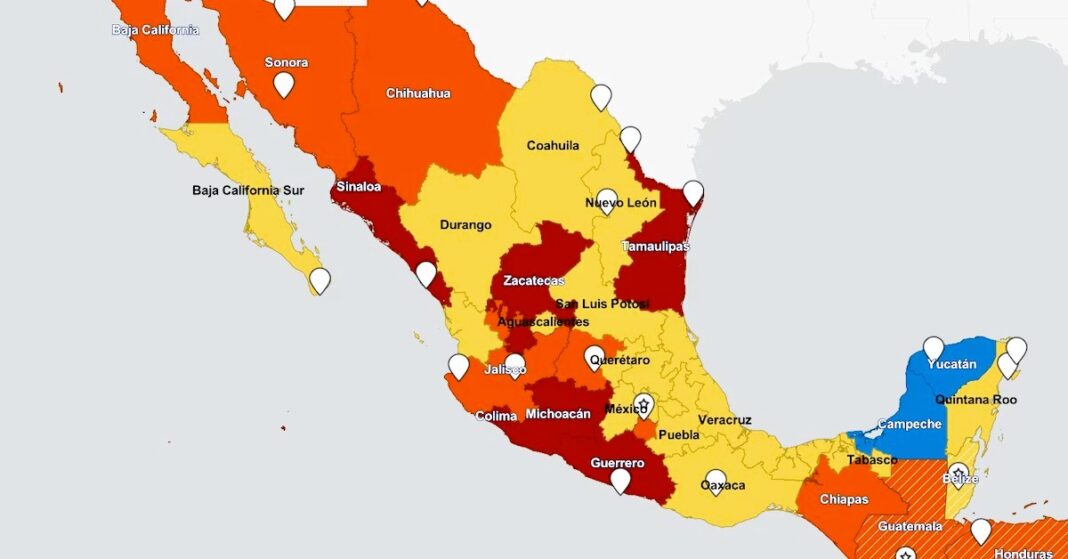 US-travel-map-puts-six-Mexican-states-at-highest-risk